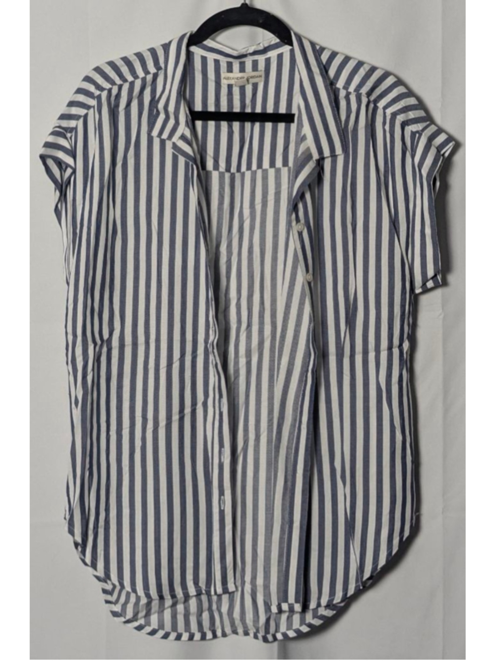 Alexander Jordan Striped Button Front Blouse Blue White Size Large